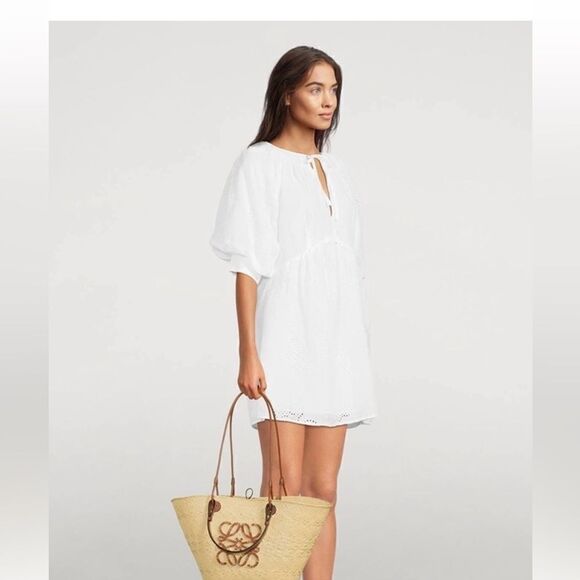 Frame Denim Dresses & Skirts - Frame Eyelet Puff Sleeve Mini Dress
